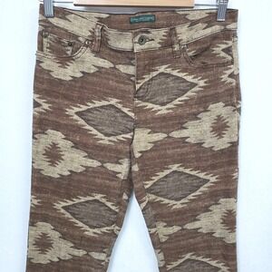 LRL Lauren Ralph Lauren Womens 4 Pants Brown Aztec Southwest Print Straight Leg